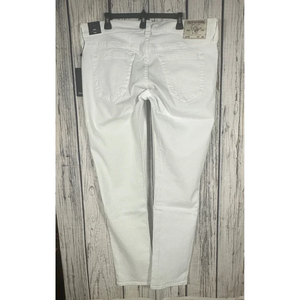 NWT True Religion‎ Rocco Jeans Mens 38x33 Optic White Relaxed Skinny No Flap Y2K